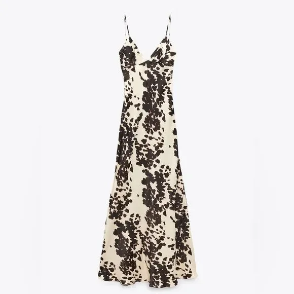 Zara Satin Effect Printed Dress New - Picture 9 of 9